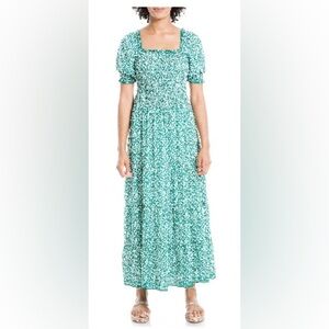 NEW! Max Studio Printed Smocked Bodice Tiered Maxi Dress